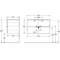 PI.F.85/OLM Тумба Piano Forte/Пиано Форте подвесная 85 см, 2 ящика, дымчатый вяз KERAMA MARAZZI
