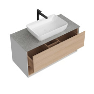 PLB.M.100.1/OAK.V Тумба PLAZA Modern подвесная 100 дуб виченца 1 ящик + полка KERAMA MARAZZI