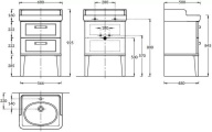 PO.M.60.2/CAM Тумба POMPEI напольная с 2 ящиками 60, камео бежевый глянцевый KERAMA MARAZZI