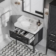 PO.M.80.2/BLK Тумба POMPEI напольная с 2 ящиками 80, черная глянцевая KERAMA MARAZZI