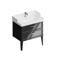 PO.M.80.2/BLK Тумба POMPEI напольная с 2 ящиками 80, черная глянцевая KERAMA MARAZZI