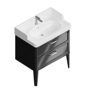 PO.M.80.2/BLK Тумба POMPEI напольная с 2 ящиками 80, черная глянцевая KERAMA MARAZZI