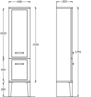 PO.N.150/BLK Пенал POMPEI напольный/подвесной 150, черный глянцевый KERAMA MARAZZI