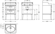 PO.N.60.2/BLK Тумба POMPEI напольная с 2 ящиками 60, черная глянцевая KERAMA MARAZZI
