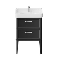 PO.N.60.2/BLK Тумба POMPEI напольная с 2 ящиками 60, черная глянцевая KERAMA MARAZZI