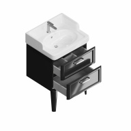 PO.N.60.2/BLK Тумба POMPEI напольная с 2 ящиками 60, черная глянцевая KERAMA MARAZZI
