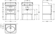 PO.N.60.2/WHT Тумба POMPEI напольная с 2 ящиками 60, белая глянцевая KERAMA MARAZZI