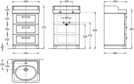 PO.N.60.3/WHT Тумба POMPEI напольная с 3 ящиками 60, белая глянцевая KERAMA MARAZZI