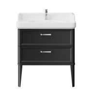 PO.N.80.2/BLK Тумба POMPEI напольная с 2 ящиками 80, черная глянцевая KERAMA MARAZZI