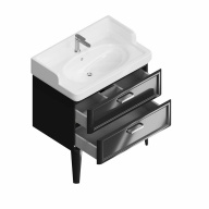 PO.N.80.2/BLK Тумба POMPEI напольная с 2 ящиками 80, черная глянцевая KERAMA MARAZZI