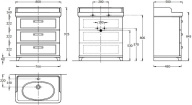 PO.N.80.3/WHT Тумба POMPEI напольная с 3 ящиками 80, белая глянцевая KERAMA MARAZZI