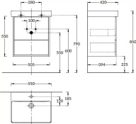 PRO.55.2/OLM Тумба PRO подвесная 2 ящика 55, вяз KERAMA MARAZZI