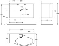 RV.100Rh/WHT.M Тумба RIVA 100 см правая, белая матовая KERAMA MARAZZI