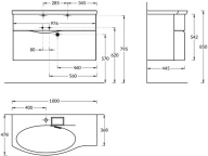 RV.wb.100Lh Раковина RIVA мебельная левая с крепежом  100, белая глянцевая KERAMA MARAZZI