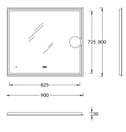 TE.mi.90.1 Зеркало TECNO c LED 90 с макро линзой, с подсветкой, с функцией антизапотевание, белое глянцевое KERAMA MARAZZI