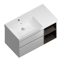 CU.90Lh/WHT Тумба CUBO подвесная 90 левая, белый+ментс, 2 ящика + 2 открытые полки KERAMA MARAZZI