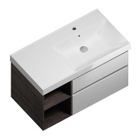CU.90Rh/WHT Тумба CUBO подвесная 90 правая, белый+ментс, 2 ящика + 2 открытые полки KERAMA MARAZZI