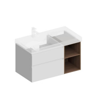 CUB.90.2Lh/WHTM.N Тумба CUBO левая подвесная с ящиками 90, белая матовая-структ.орех KERAMA MARAZZI