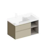 CUB.90Lh/LIM Тумба CUBO левая подвесная с ящиками 90, лимо матовая-древесная KERAMA MARAZZI