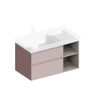 CUB.90Lh/MAL Тумба CUBO левая подвесная с ящиками 90, мальва матовая-древесная KERAMA MARAZZI