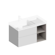 CUB.90Lh/WHT.M Тумба CUBO левая подвесная с ящиками 90, белая матовая-древесная KERAMA MARAZZI