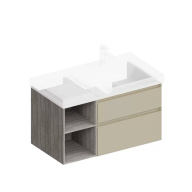 CUB.90Rh/LIM Тумба CUBO правая подвесная с ящиками 90, лимо матовая-древесная KERAMA MARAZZI