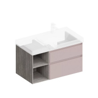 CUB.90Rh/MAL Тумба CUBO правая подвесная с ящиками 90, мальва матовая-древесная KERAMA MARAZZI