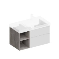 CUB.90Rh/WHT.M Тумба CUBO правая подвесная с ящиками 90, белая матовая-древесная KERAMA MARAZZI