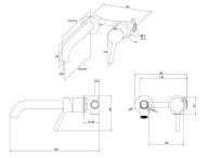 XPRO.03.KM.BLK.M Смеситель для раковины Xpro/Икс-Про настенный с внутренней частью, черный матовый KERAMA MARAZZI