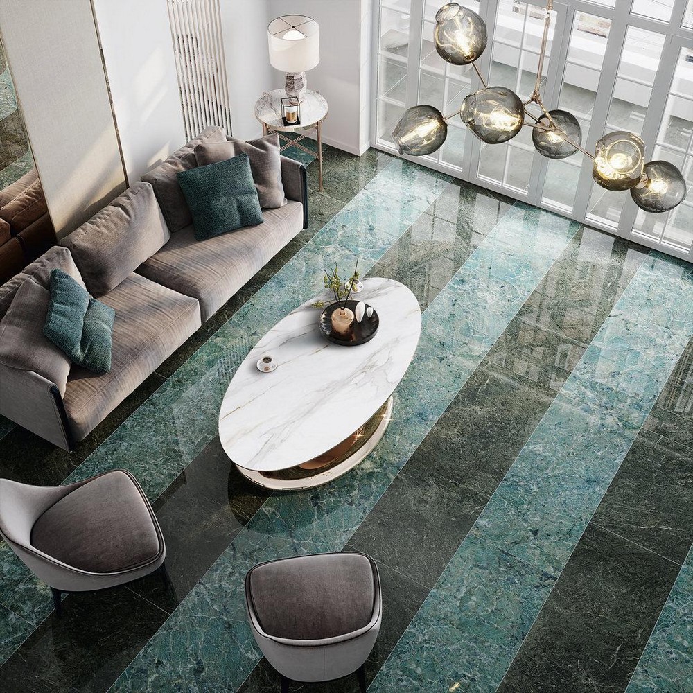 Крупноформатный керамогранит под цветной мрамор