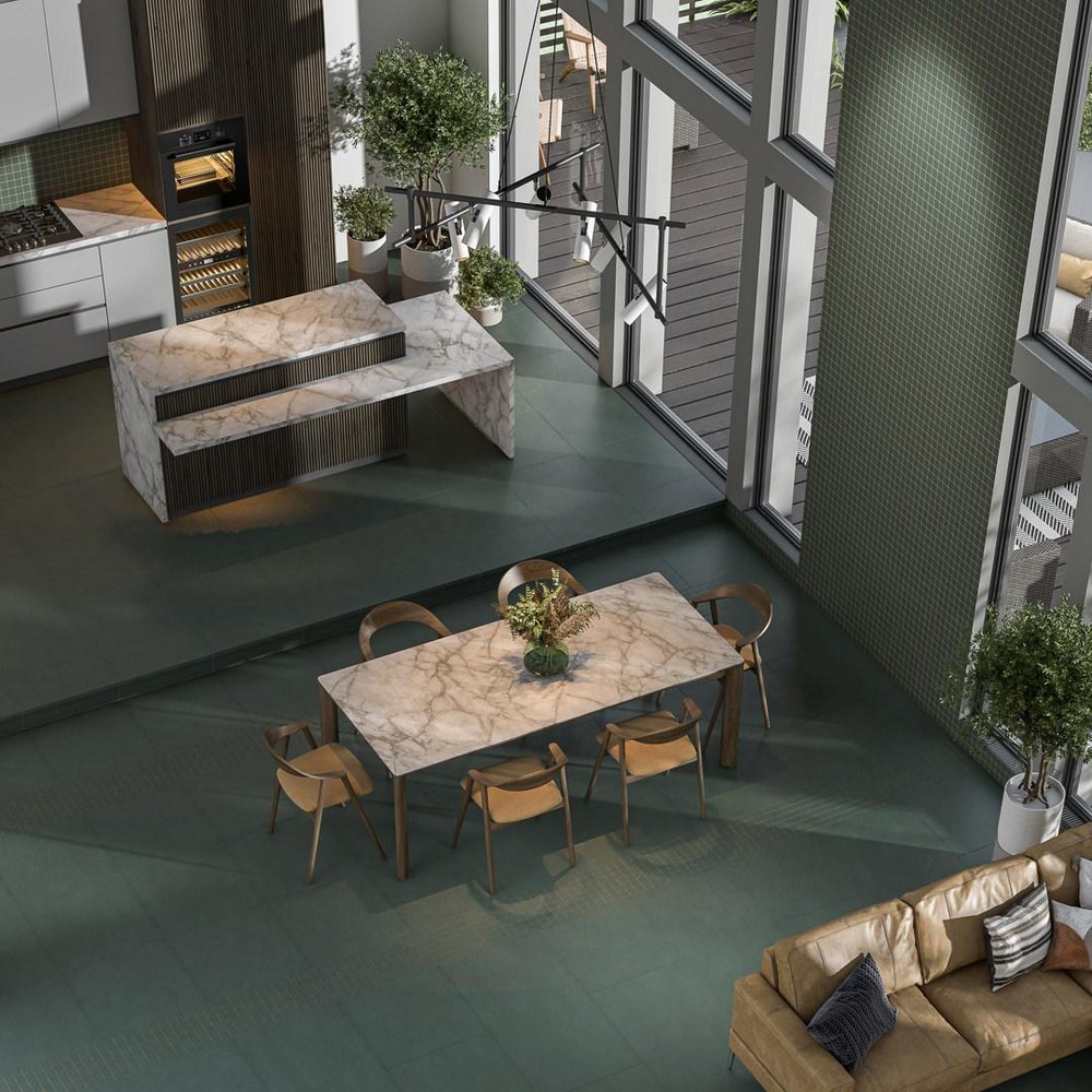 Мозаика из керамогранита с фактурой бетона