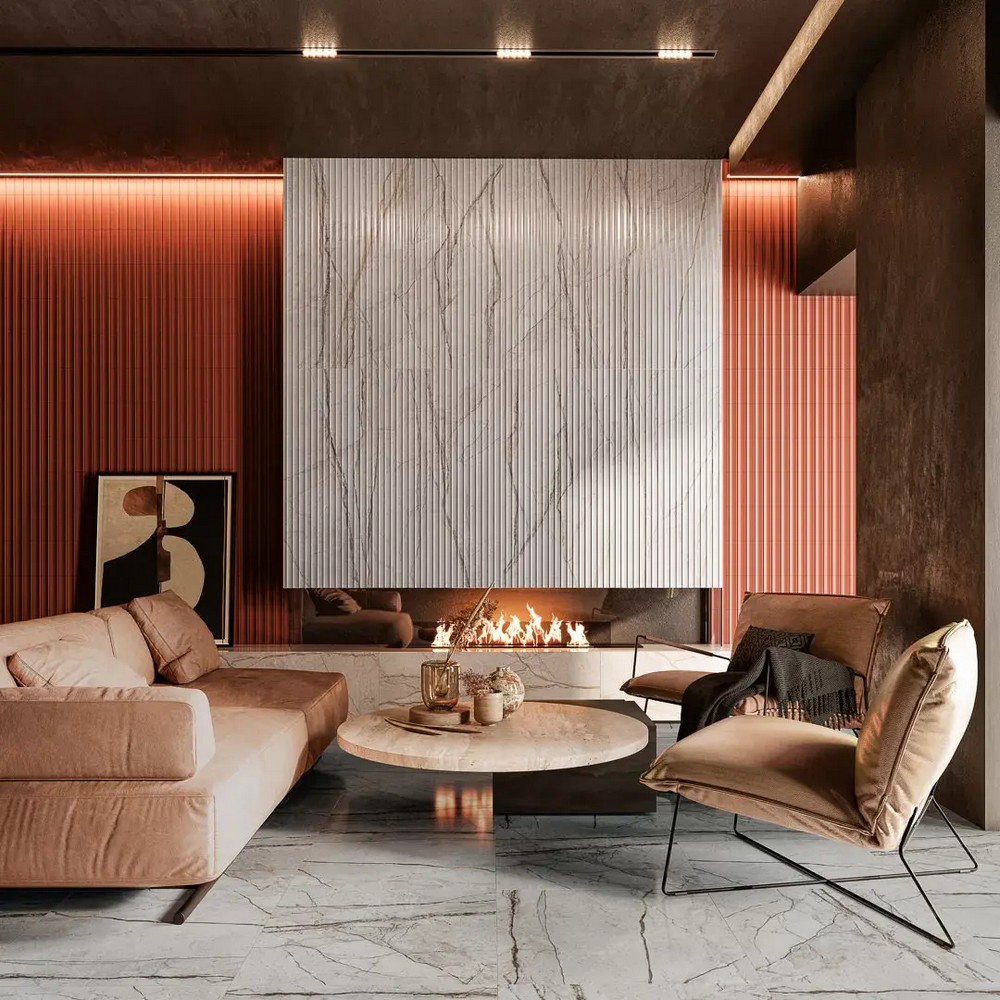 Керамика с имитацией камня Silver Root и золотыми линиями Керамика с имитацией камня Silver Root и золотыми линиями