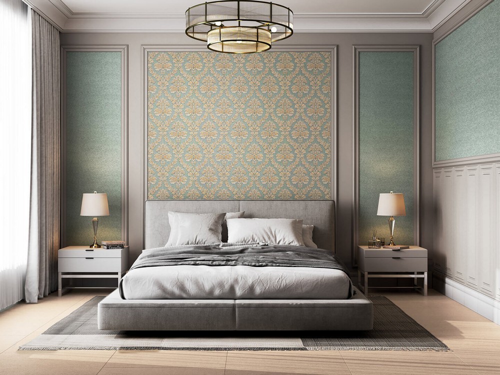 Обои с дамасским узором и тиснением