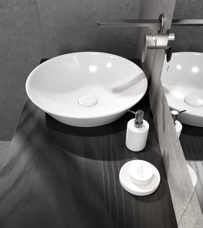 Тумба для накладной раковины с чёрной столешницей