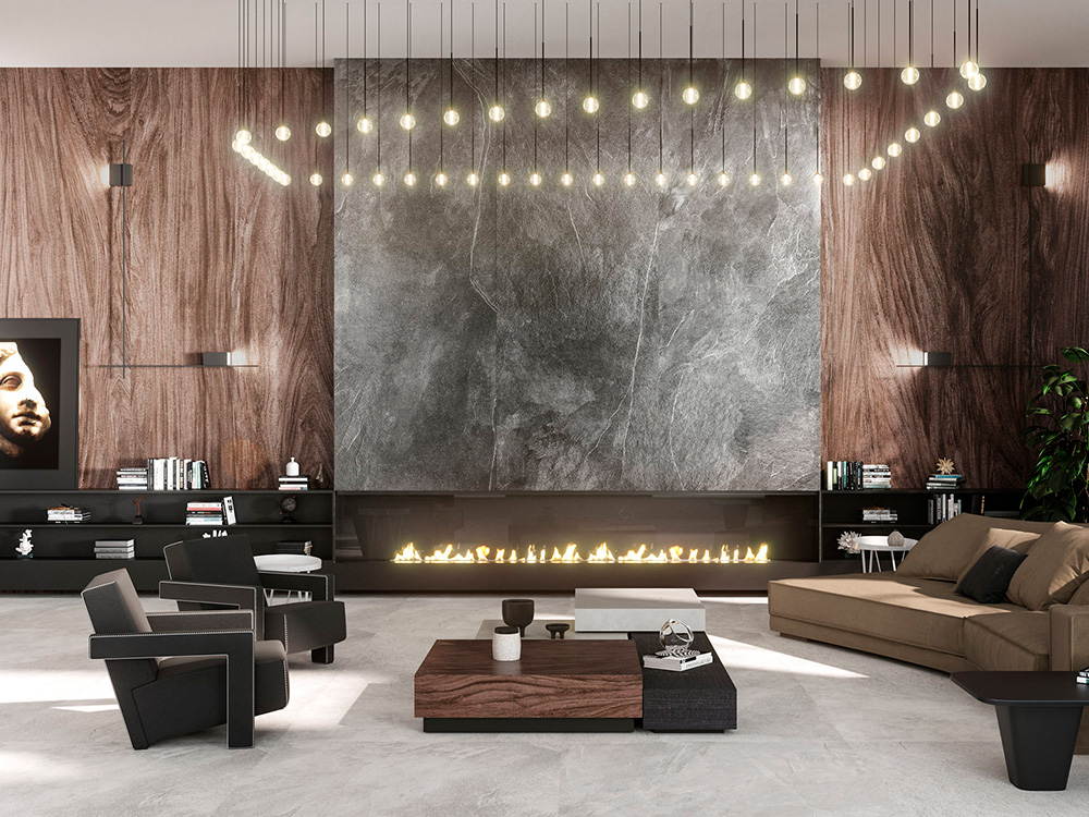  Сверхкрупный керамогранит под сланец 120×320 см